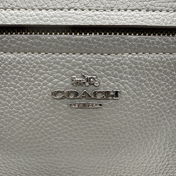 COACH Prairie Satchel Polished Pebbled Leather 58874 Grey Leather Handbag - Picture 3 of 11
